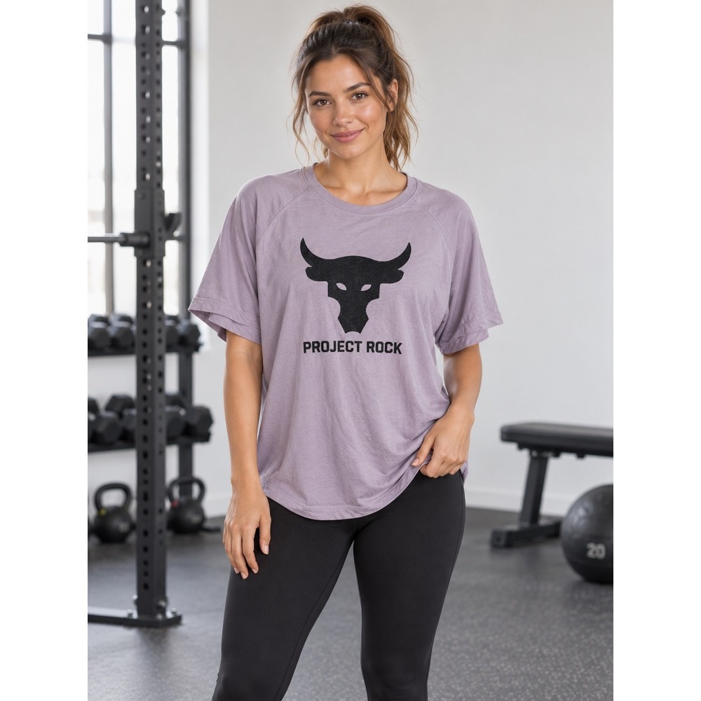 Under Armour Project Rock Brahma Bull Graphic T-Shirt Purple XL 1376309